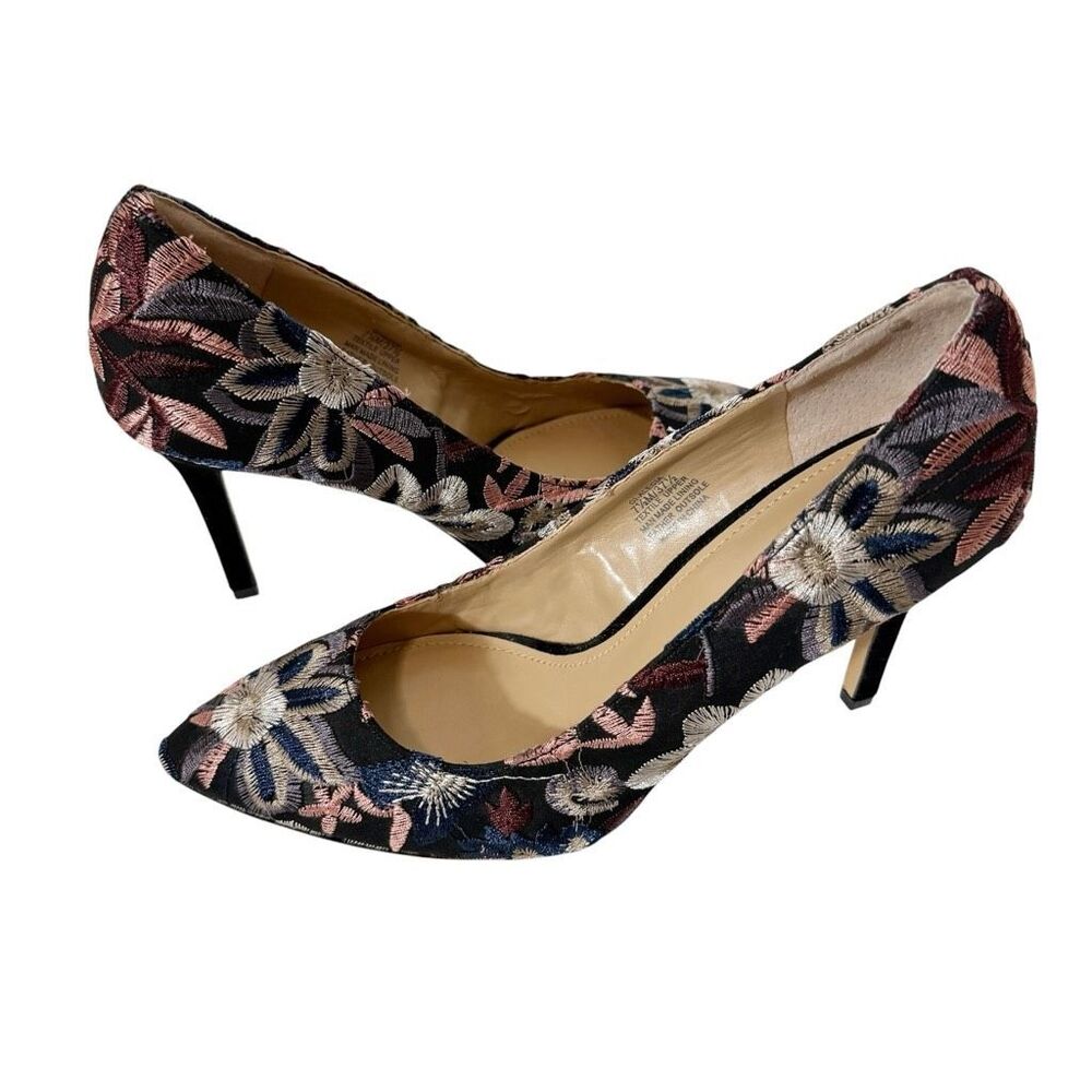 G.I.L.I. Womens Alecia Multicolor Embroidered Floral Pointed Toe Pumps Size 7.5